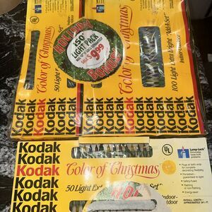 3 VTG NOS 1991 Kodak Color of Christmas Light Extra Bright Add-A-Set 200 Total